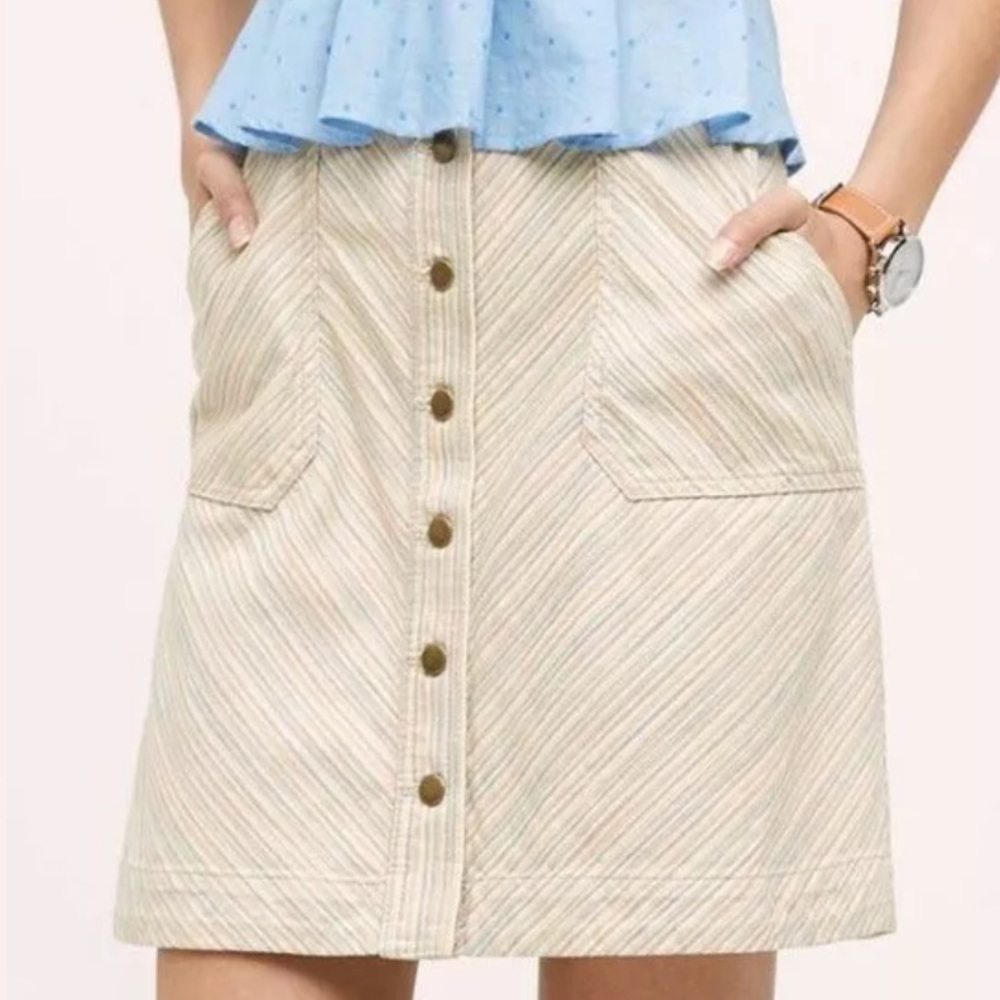 Pilcro and the Letterpress Chino Button Down Skirt
